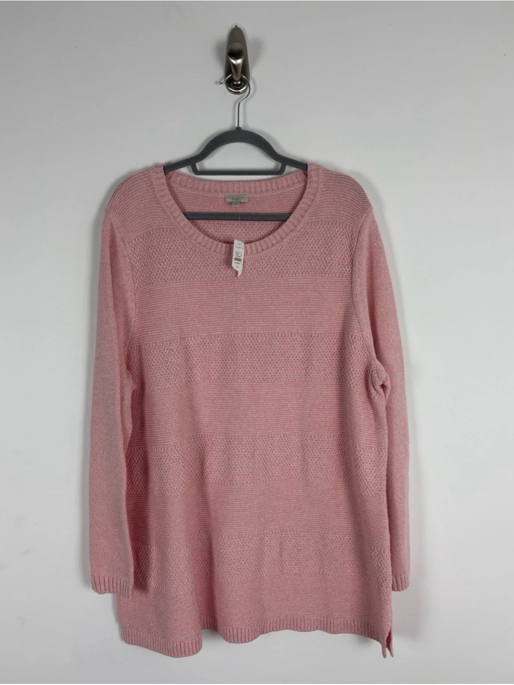 3X Talbots Soft Pink Textured Crewneck Sweater